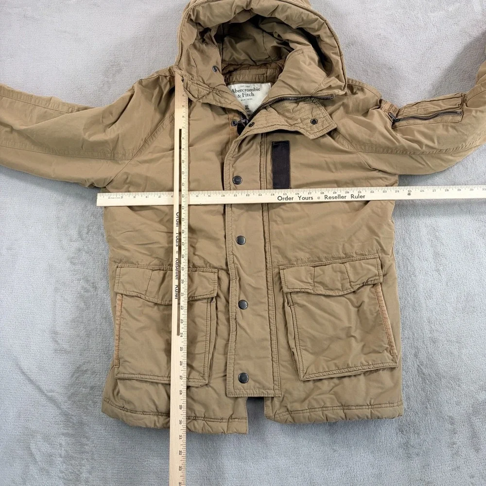 VTG Abercrombie & Fitch Quilt Lined Utility Parka Hooded Jacket Men XL Premium